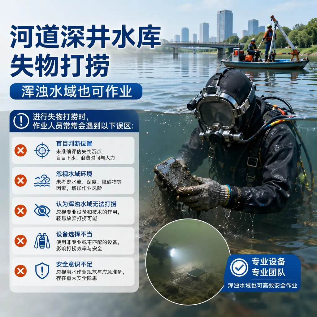 河道深井水库失物打捞,浑浊水域也可作业永定